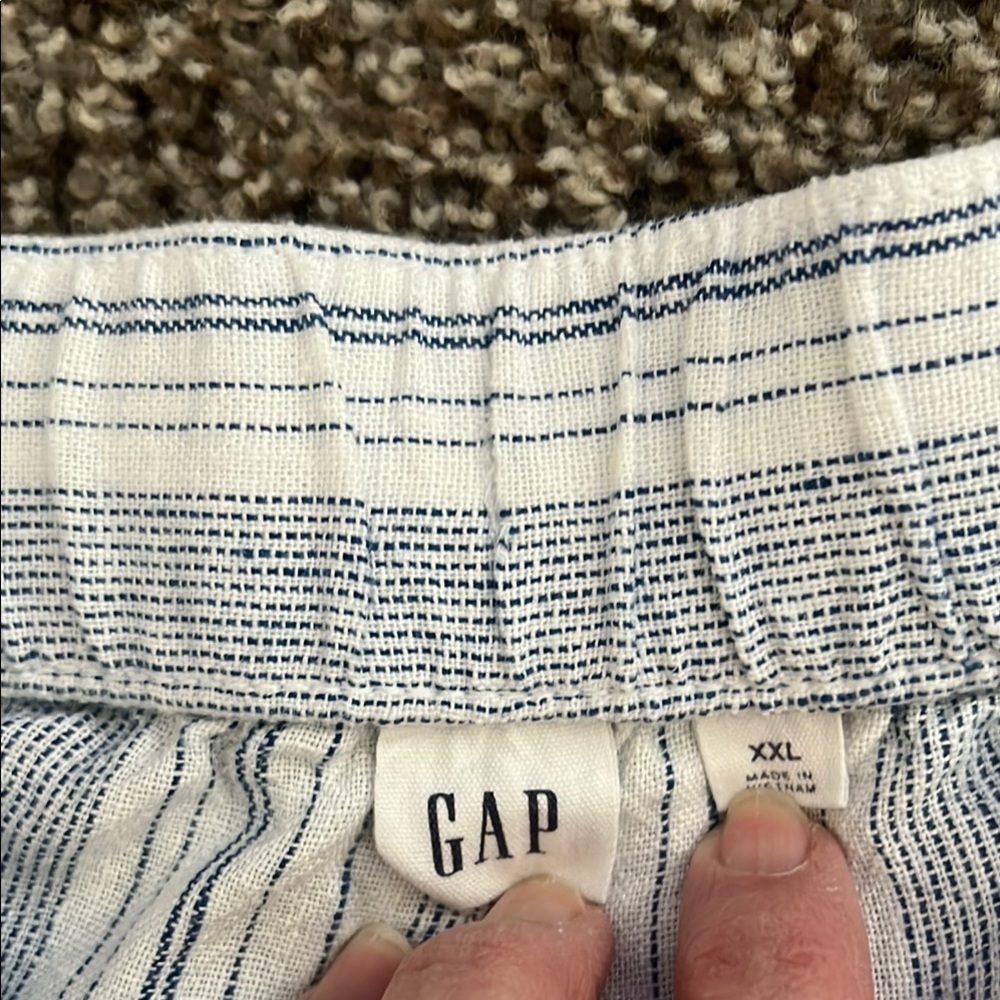 GAP Linen Striped Blue Pull On Pants Plus Size XXL - Picture 7 of 9